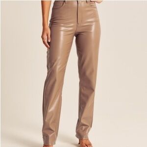 Abercrombie SHORT 90’s Straight Ultra High Rise Pant Brown Tan Faux Leather 24